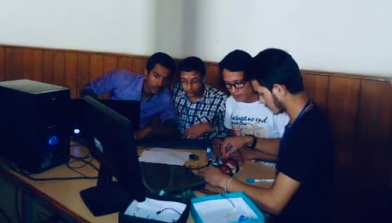Rajesh and a small team working together on electronics and a robotics prototype